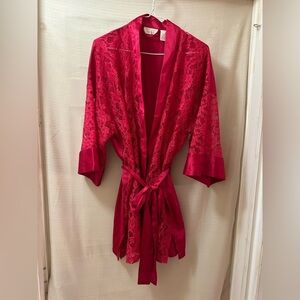 Vintage Victoria’s Secret Red Lace Robe One Size Floral Lingerie